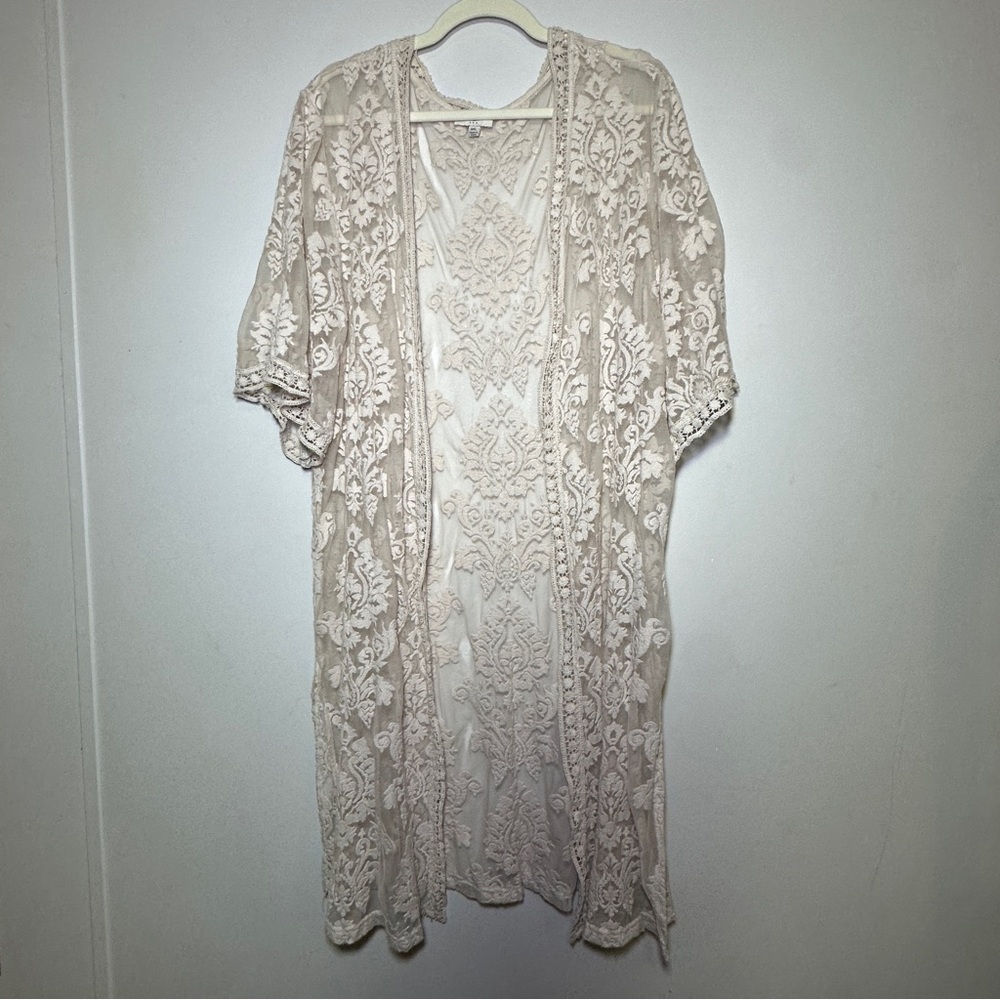 Open Lace Ivory Festival Mesh Kimono Boho Sheer Layering Whimsigoth Fairy